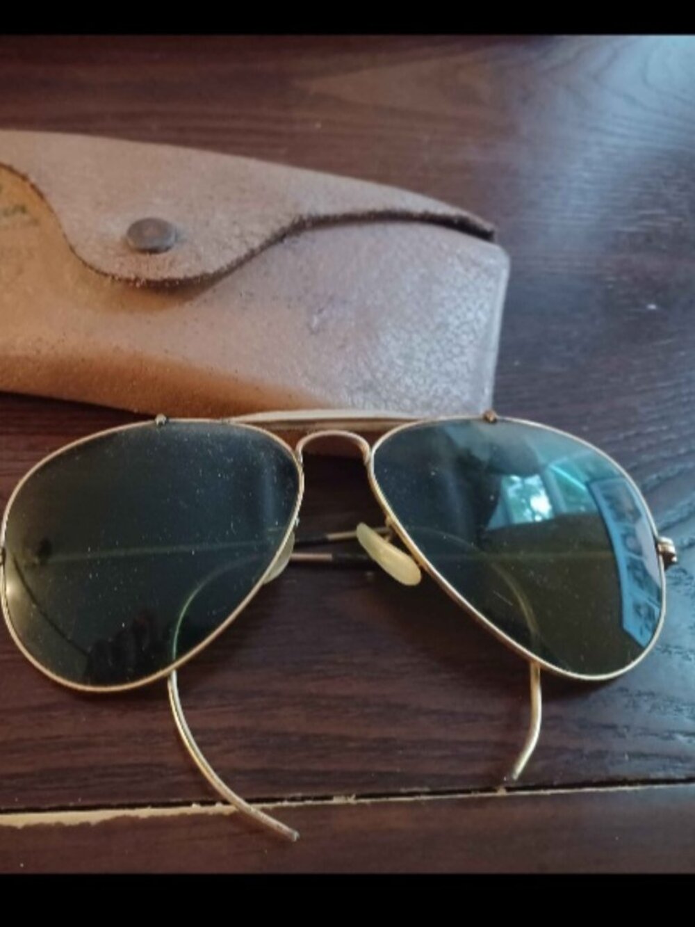 Antique Ray Ban aviator metal sunglasses with case